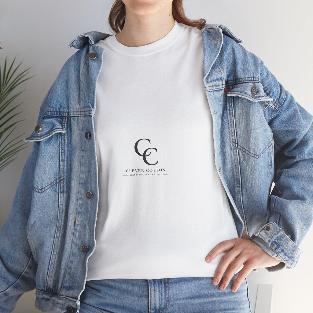 Minimal CC Monogram Tee | Small Center Logo, White Cotton T-Shirt