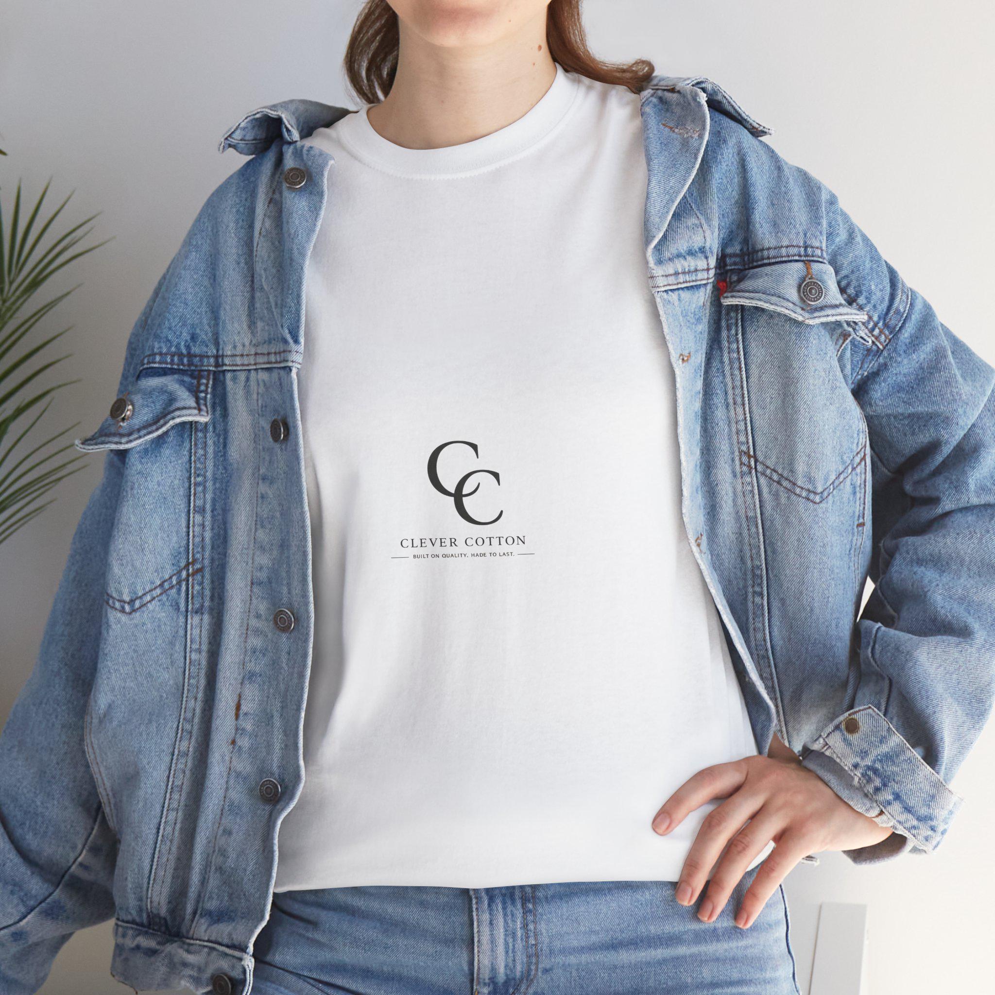 Minimal CC Monogram Tee | Small Center Logo, White Cotton T-Shirt