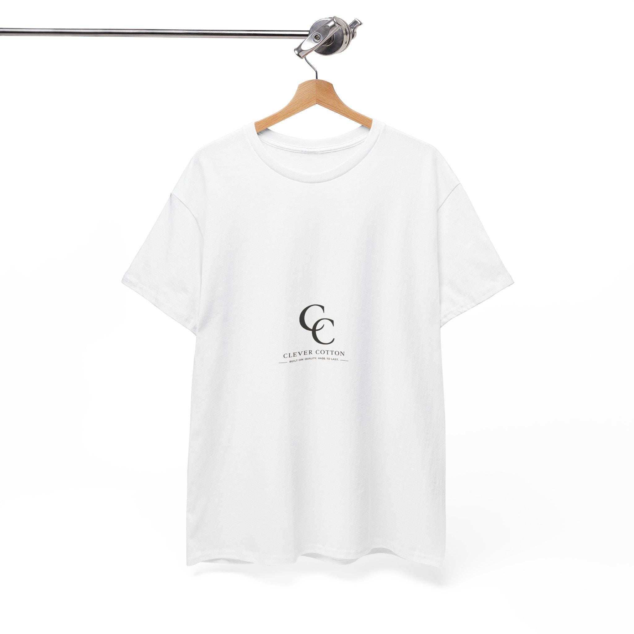 Minimal CC Monogram Tee | Small Center Logo, White Cotton T-Shirt