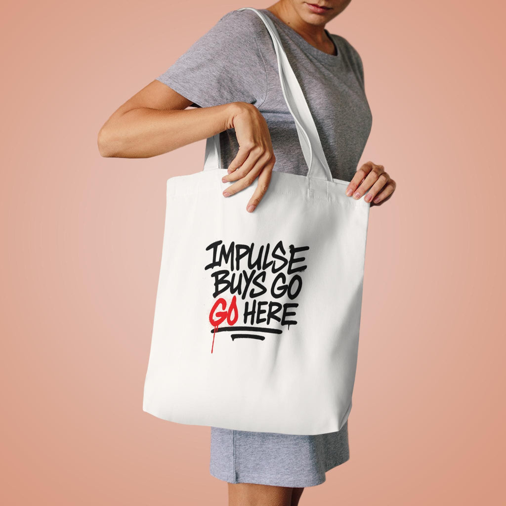 Impulse Buys Tote Bag: Funny Reusable Cotton Canvas Shopping Bag