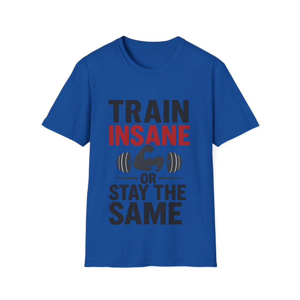 Train Insane Motivational Gym T-Shirt: Distressed Barbell Design