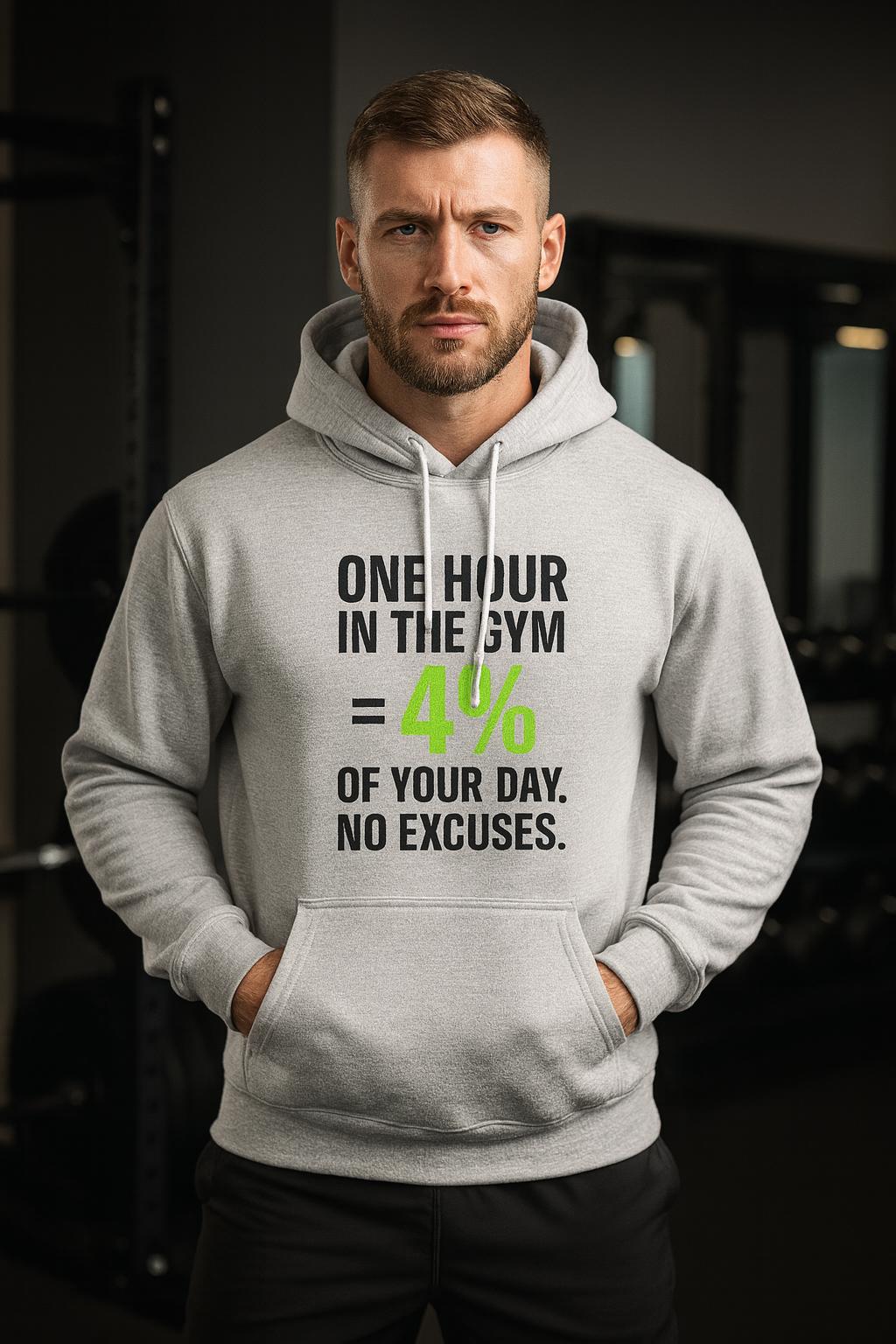 Gym Motivation Hoodie  One Hour in the Gym = 4% of Your Day