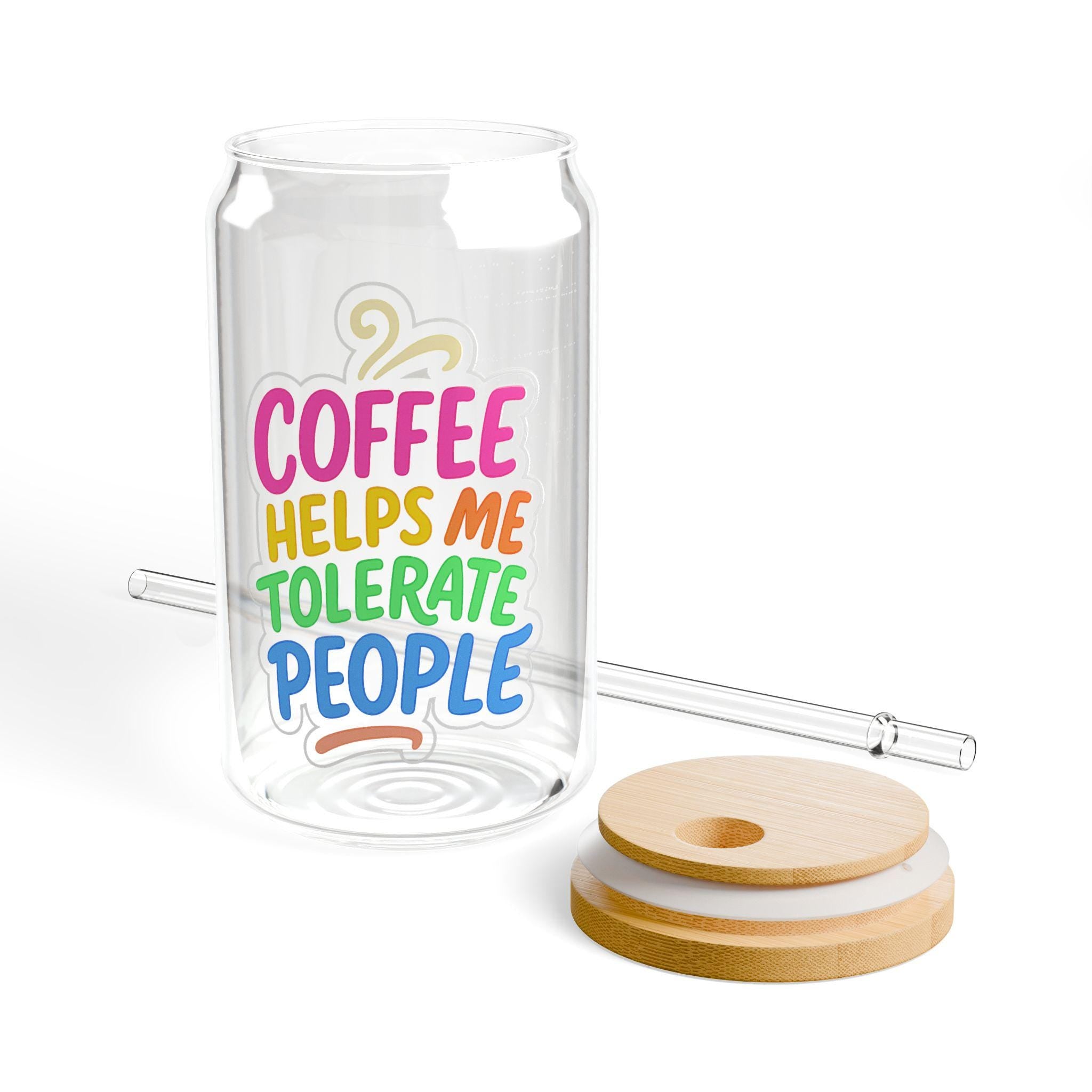 Funny Coffee Glass: Iced Coffee Cup with Lid & Straw