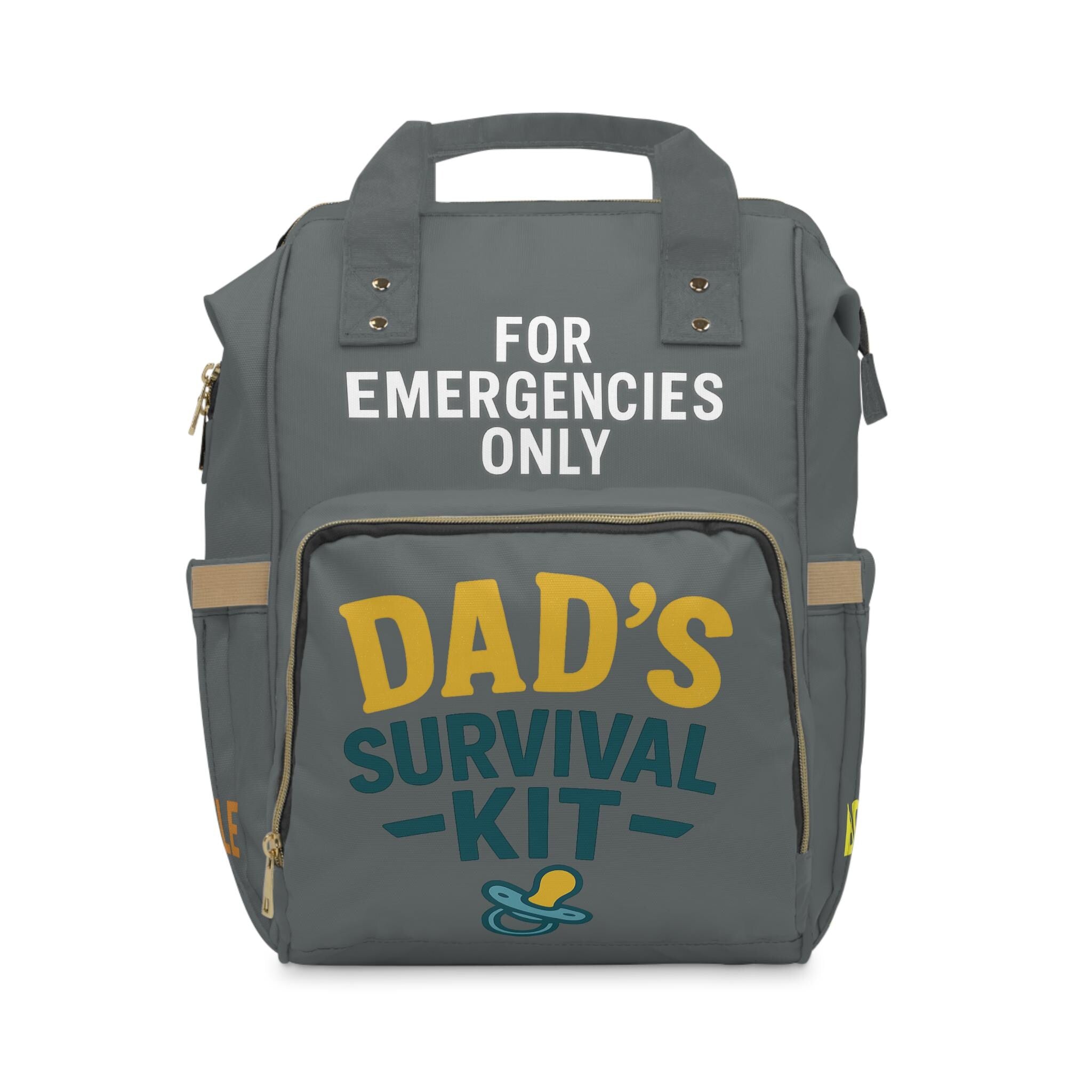 Dad Diaper Bag Backpack: Dark Grey Survival Kit Design