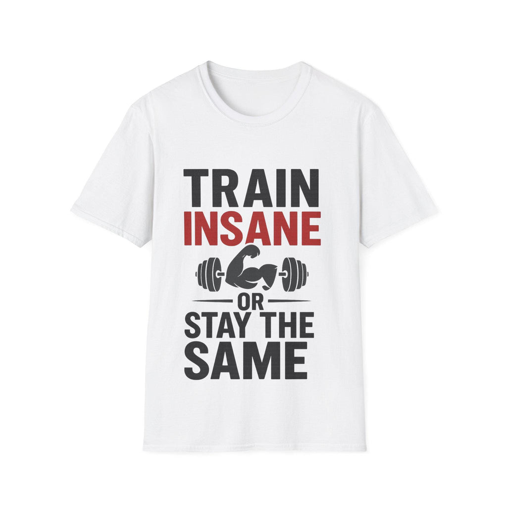 Train Insane Motivational Gym T-Shirt: Distressed Barbell Design