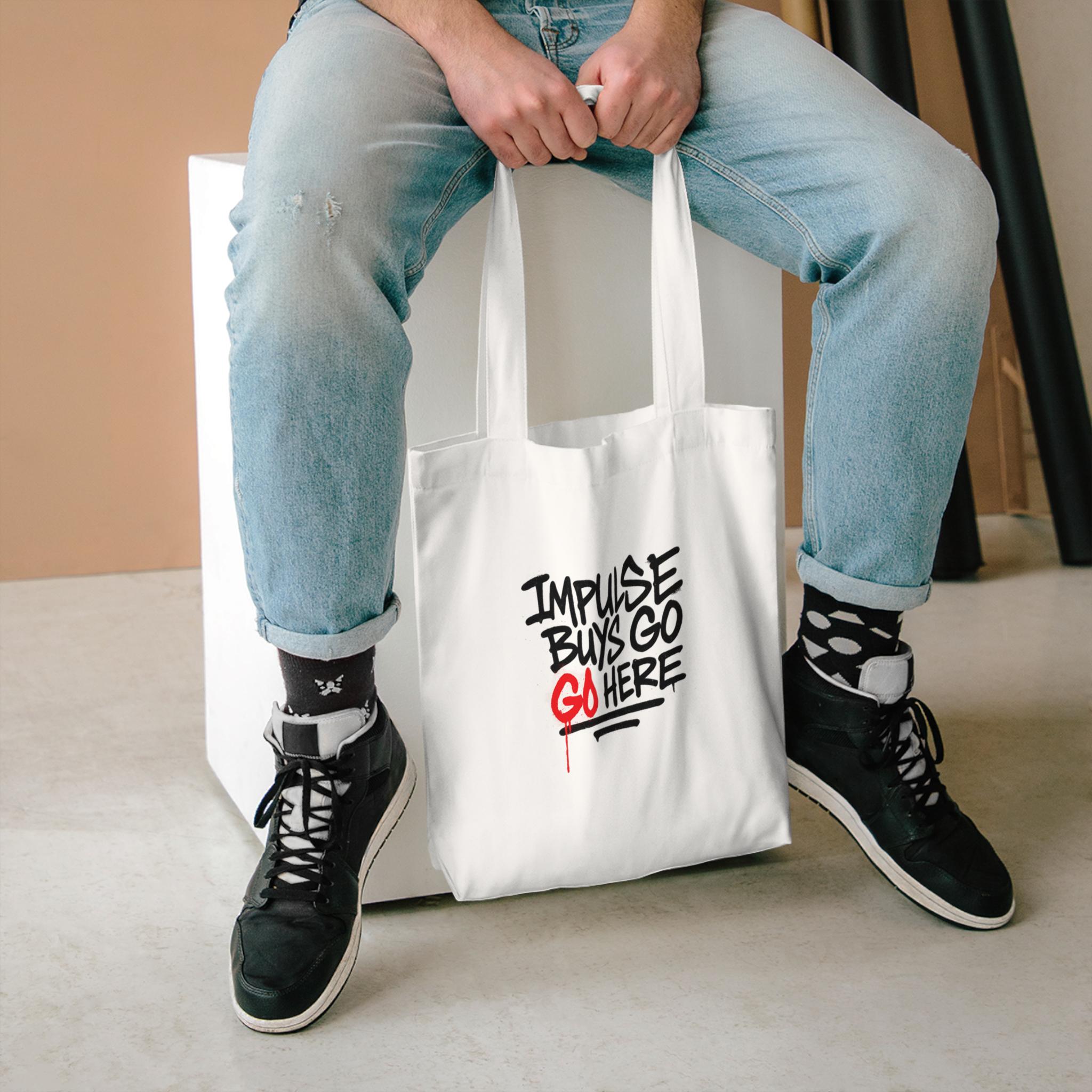 Impulse Buys Tote Bag: Funny Reusable Cotton Canvas Shopping Bag