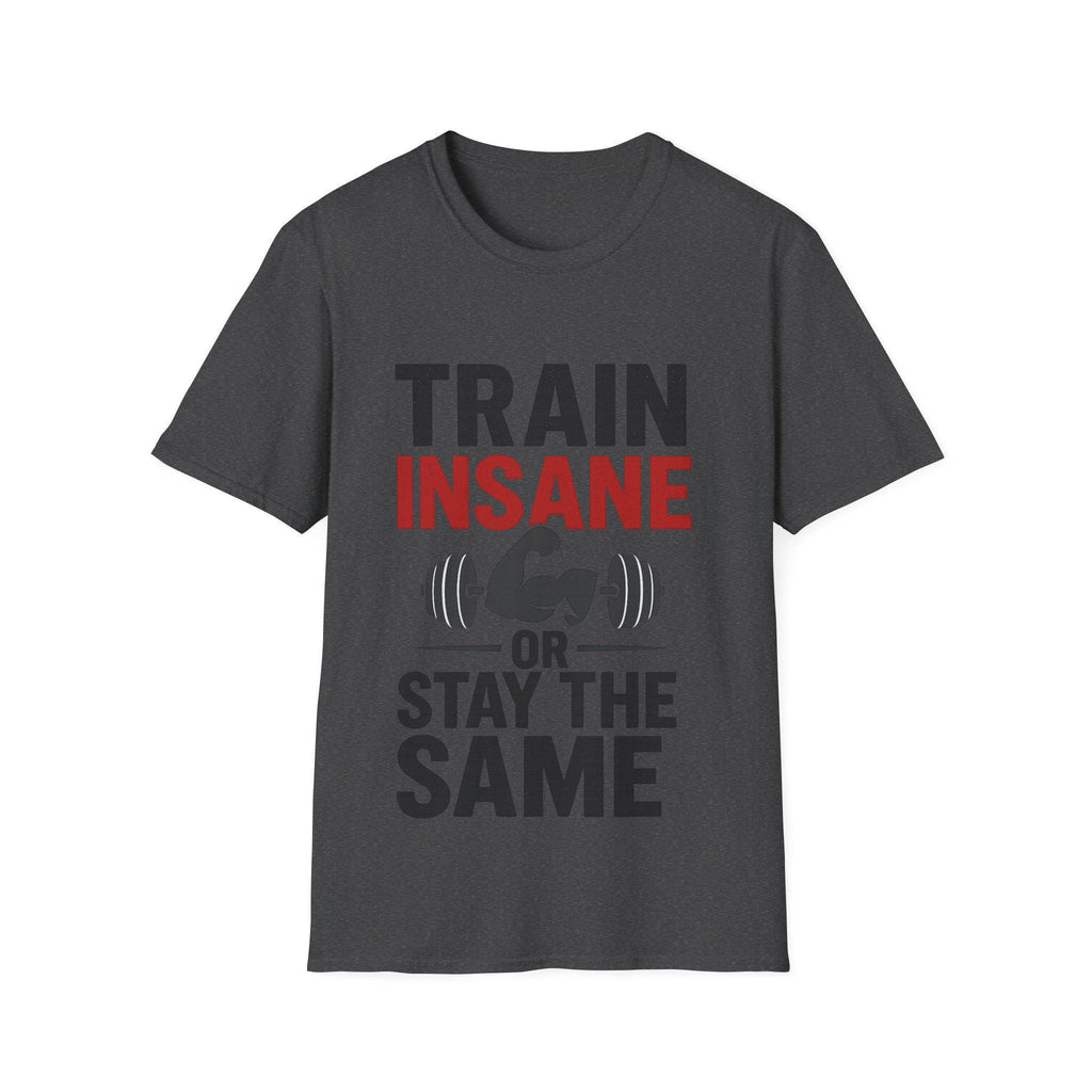 Train Insane Motivational Gym T-Shirt: Distressed Barbell Design