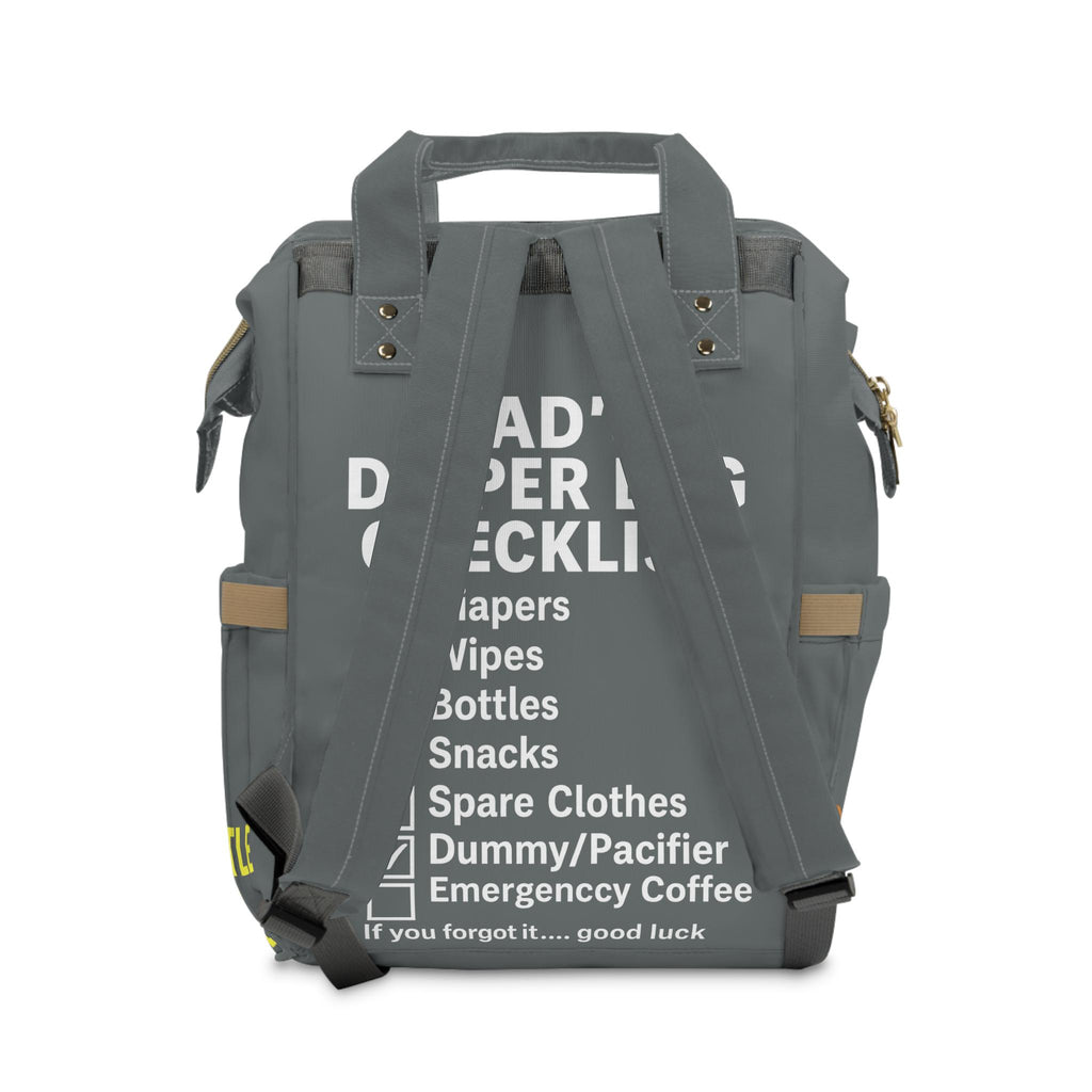 Dad Diaper Bag Backpack: Dark Grey Survival Kit Design