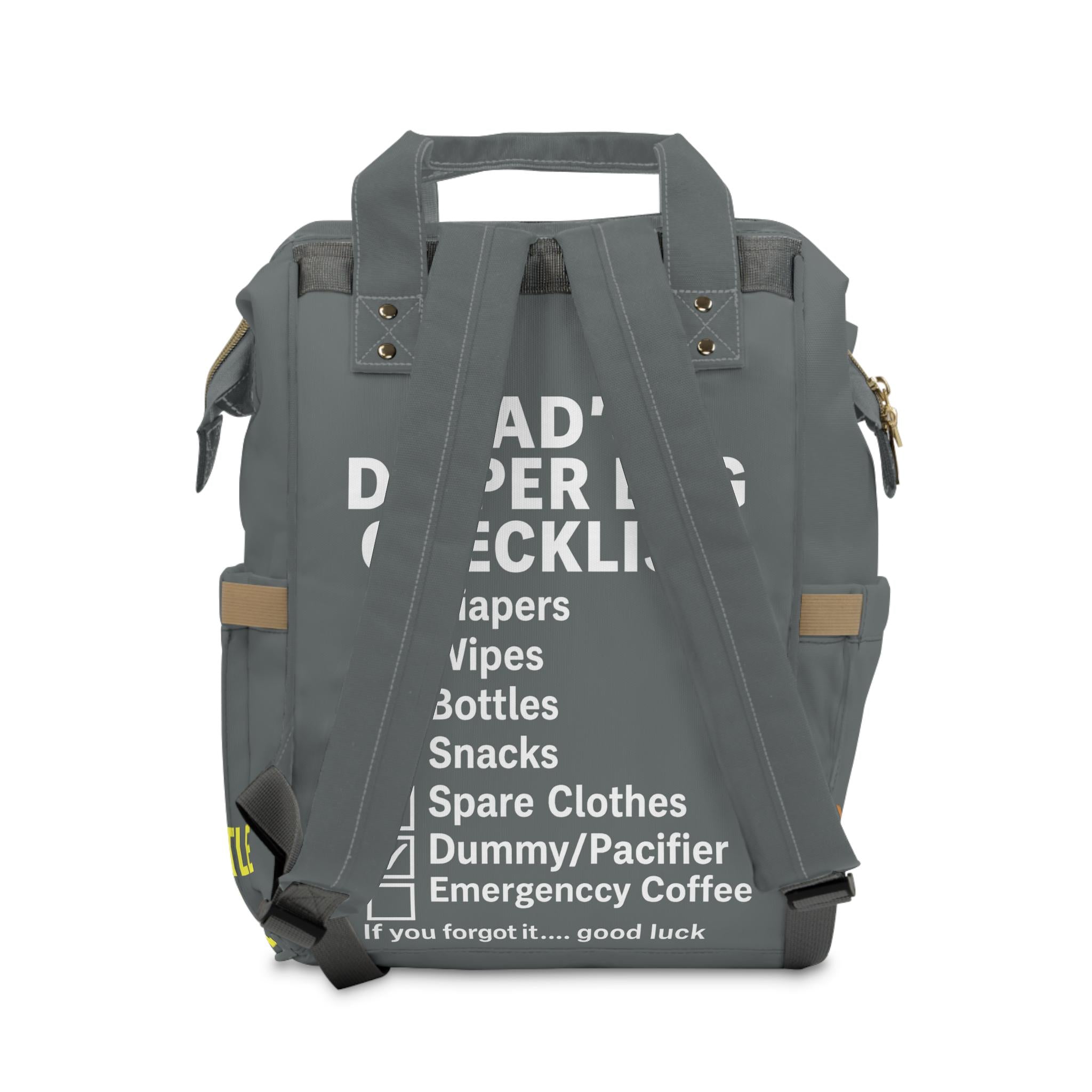 Dad Diaper Bag Backpack: Dark Grey Survival Kit Design