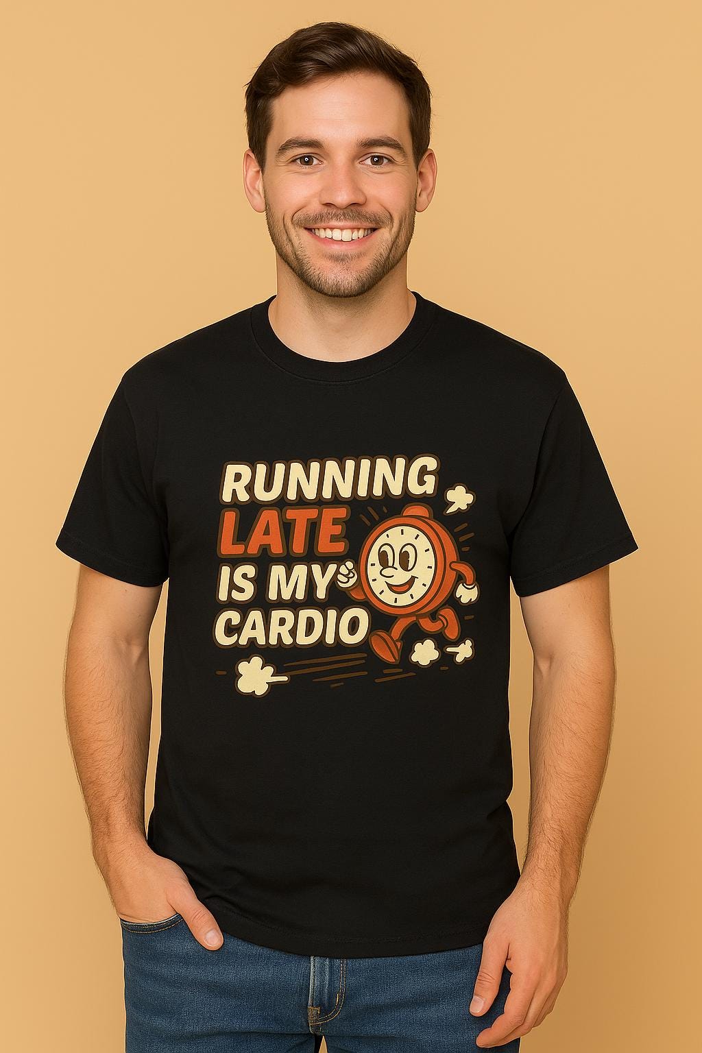Running Late Is My Cardio T-Shirt: Retro Graphic Tee for Runners
