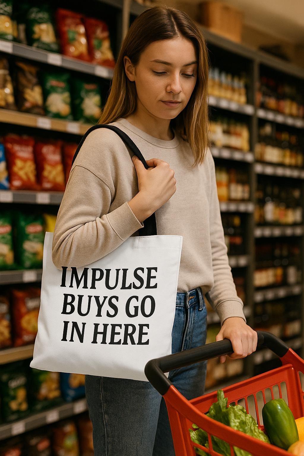 Impulse Buys Tote Bag | Funny Reusable Shopping Bag | Eco-Friendly Grocery Gift