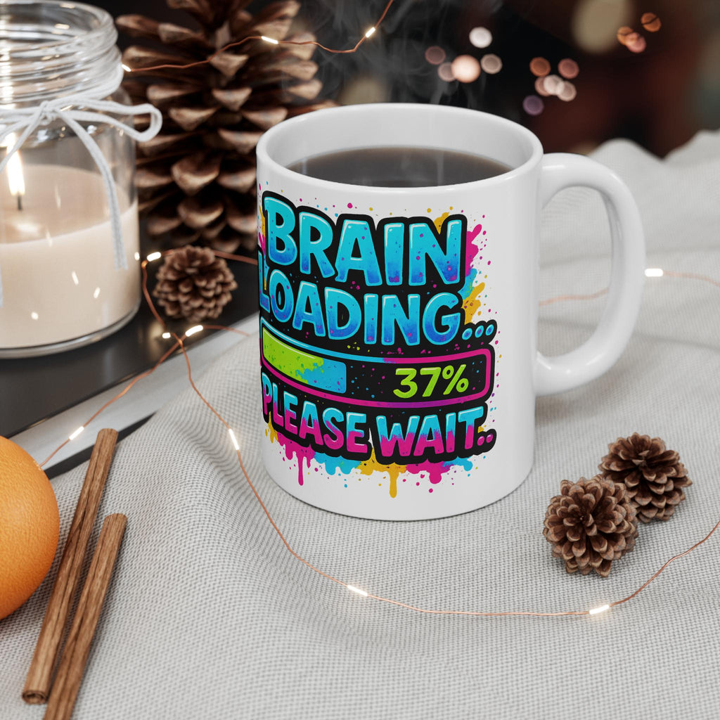 Funny Brain Loading Coffee Mug: Geeky Office Humor Gift
