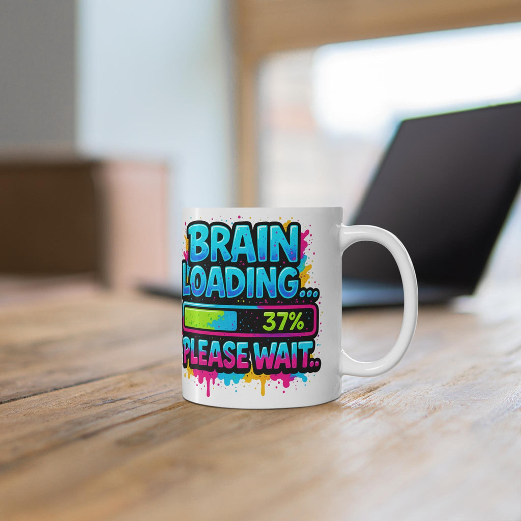 Funny Brain Loading Coffee Mug: Geeky Office Humor Gift