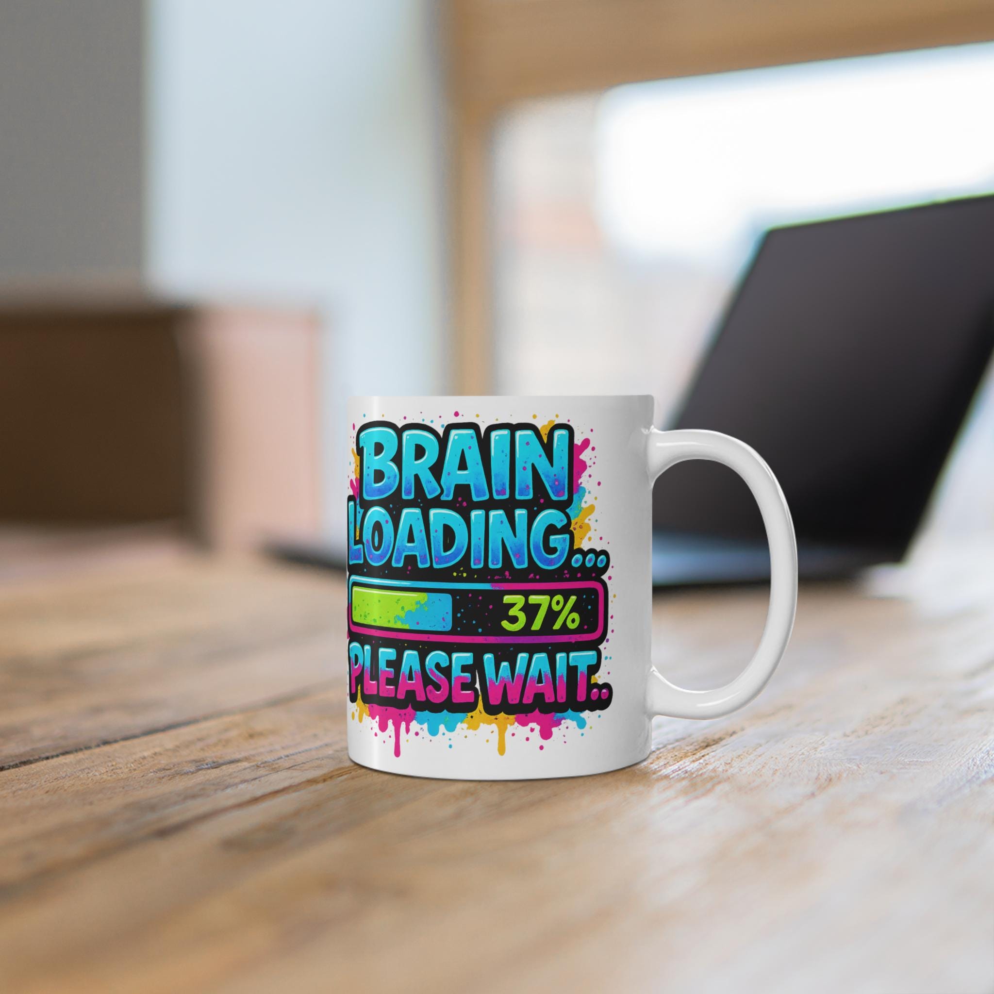 Funny Brain Loading Coffee Mug: Geeky Office Humor Gift