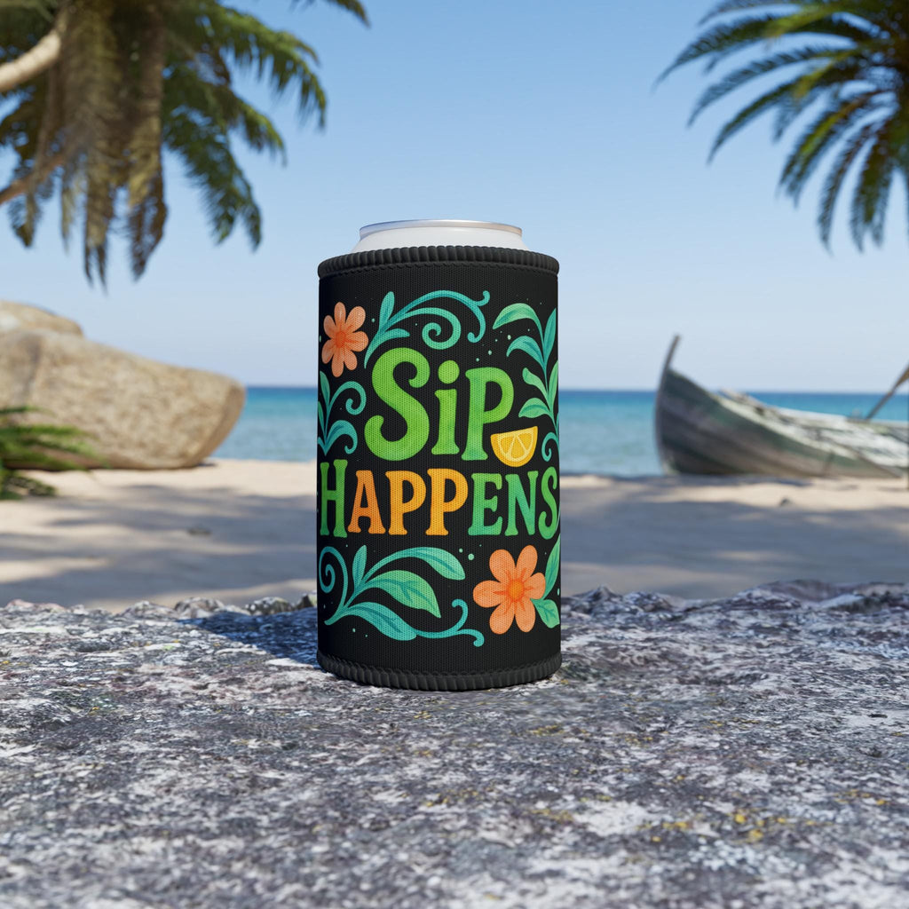 Sip Happens Can Cooler: Tropical Neoprene Beer Sleeve