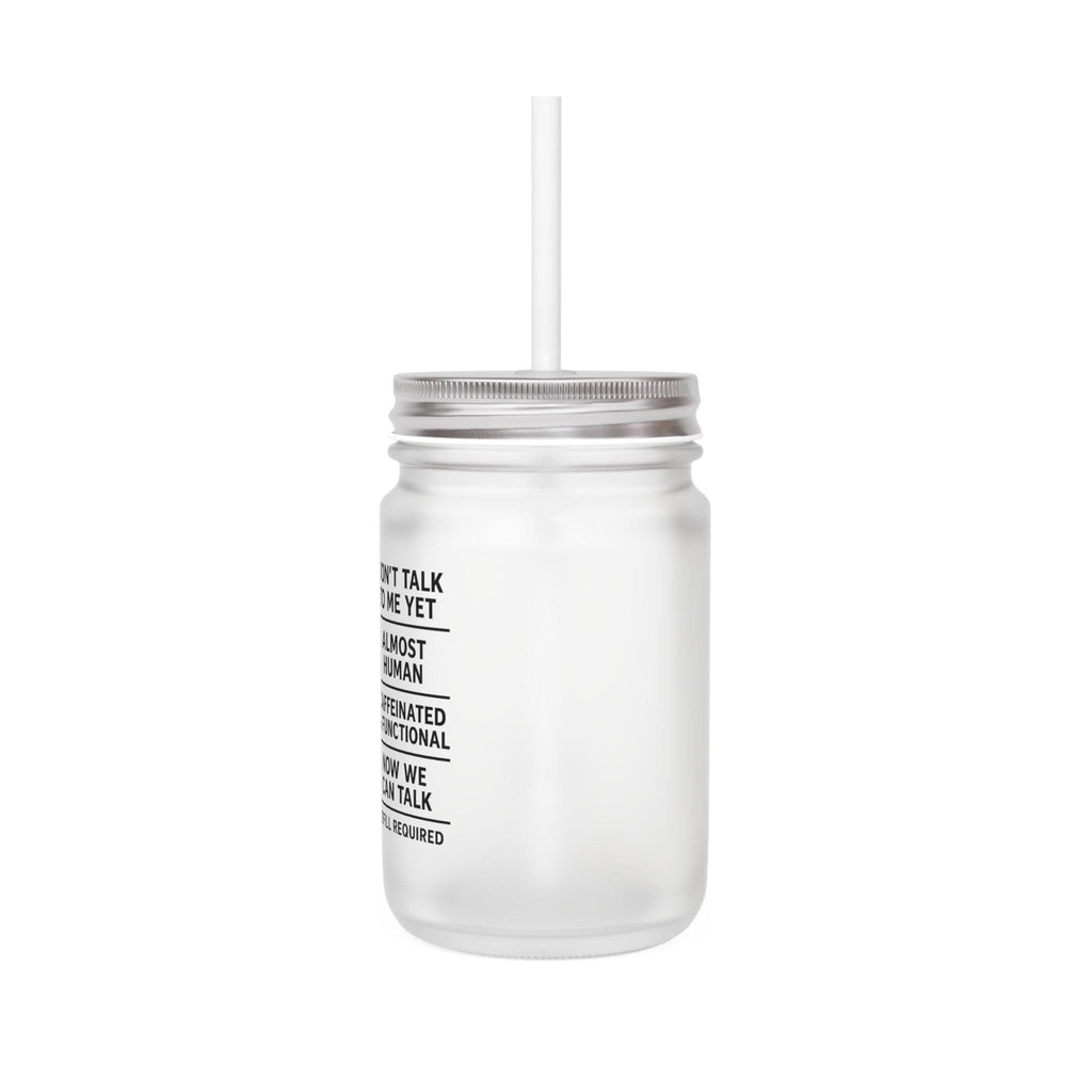 Funny Iced Coffee Mason Jar: 16oz Cold Brew Glass with Lid & Straw