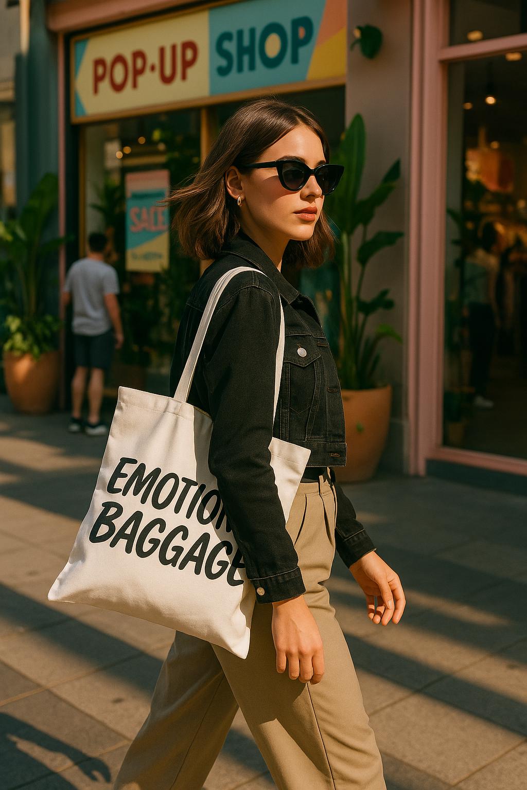 Emotional Baggage Canvas Tote Bag: Funny Sarcastic Reusable Shopper