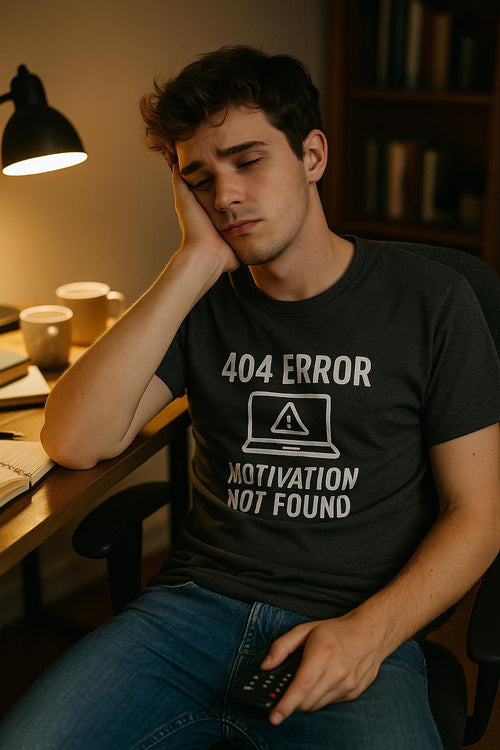 404 Error Motivation Not Found T-Shirt: Funny Programmer Geek Tee