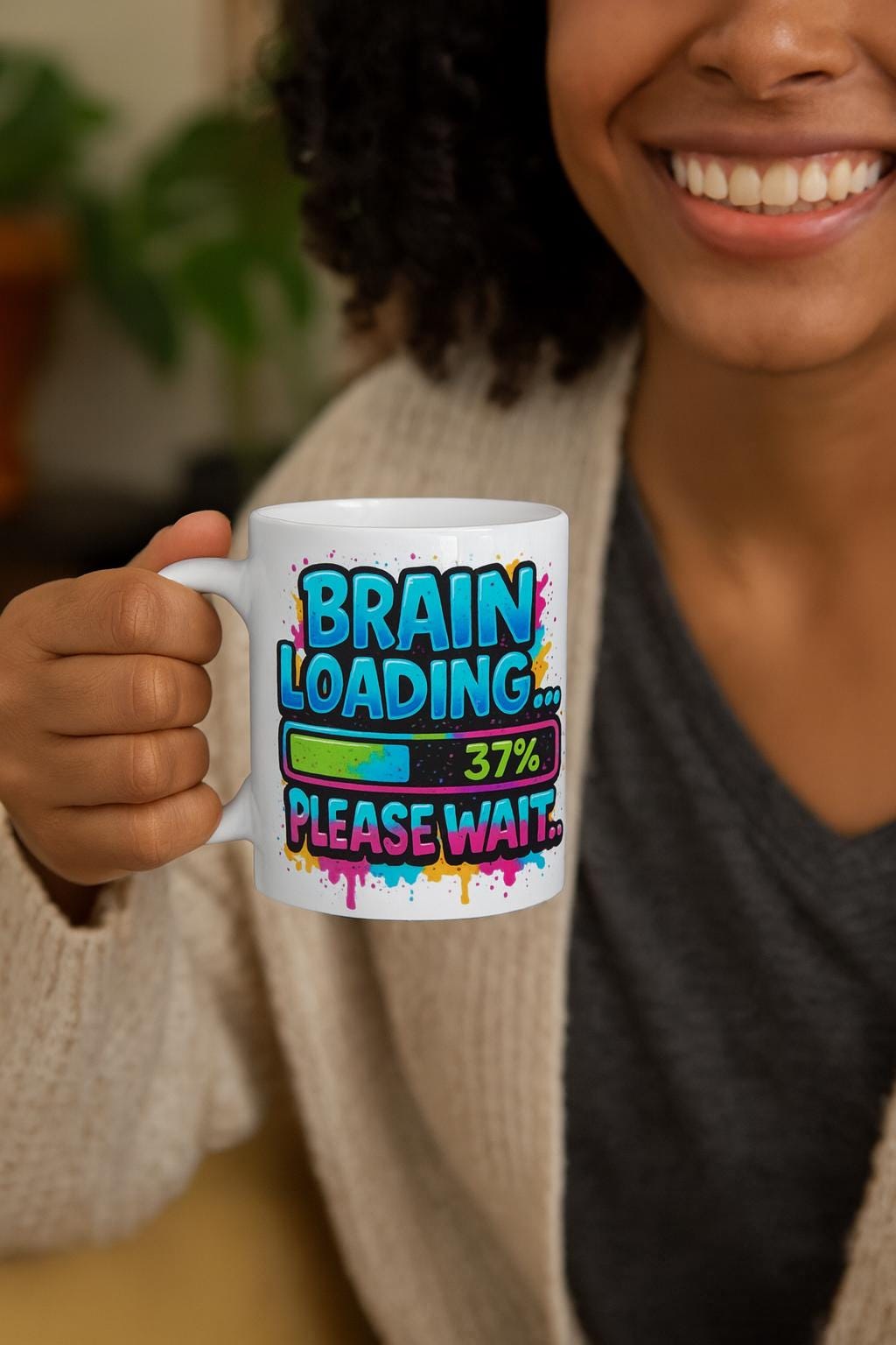 Funny Brain Loading Coffee Mug: Geeky Office Humor Gift