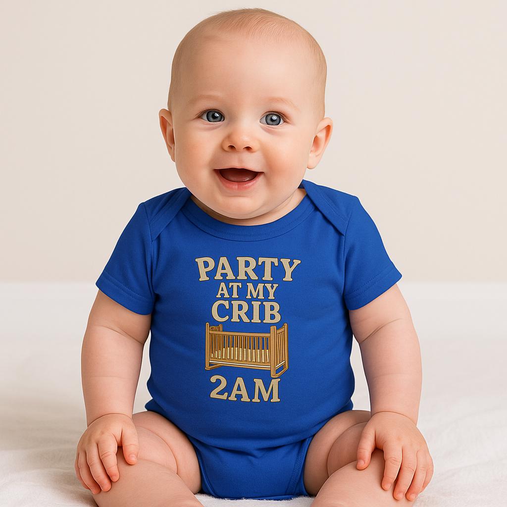 Funny Baby Onesie: "Party at My Crib 2AM" - Newborn Outfit