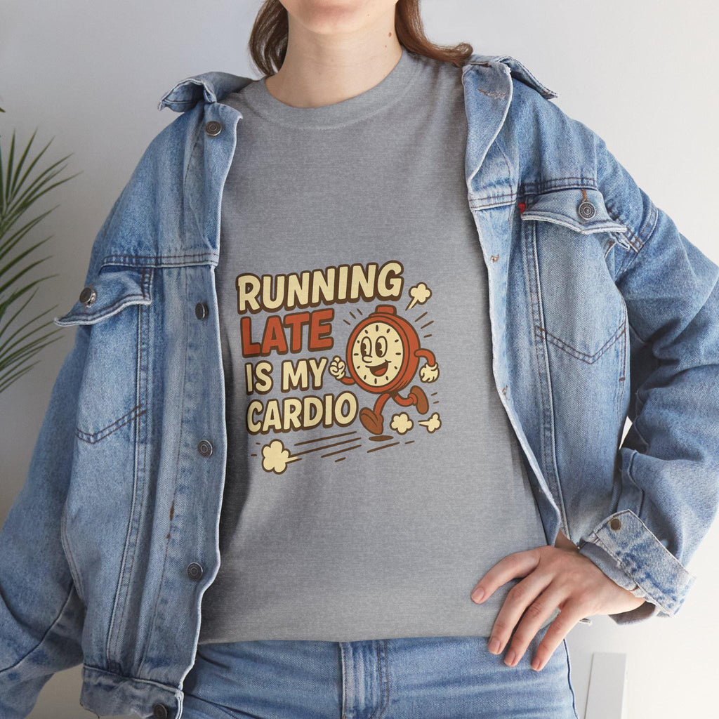 Running Late Is My Cardio T-Shirt: Retro Graphic Tee for Runners