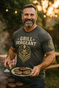 Funny BBQ Grill Sergeant T-Shirt: Military Chevron Graphic Tee