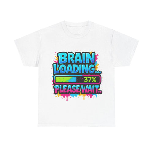Brain Loading Funny Graphic T-Shirt: Gamer/Student Humor Tee