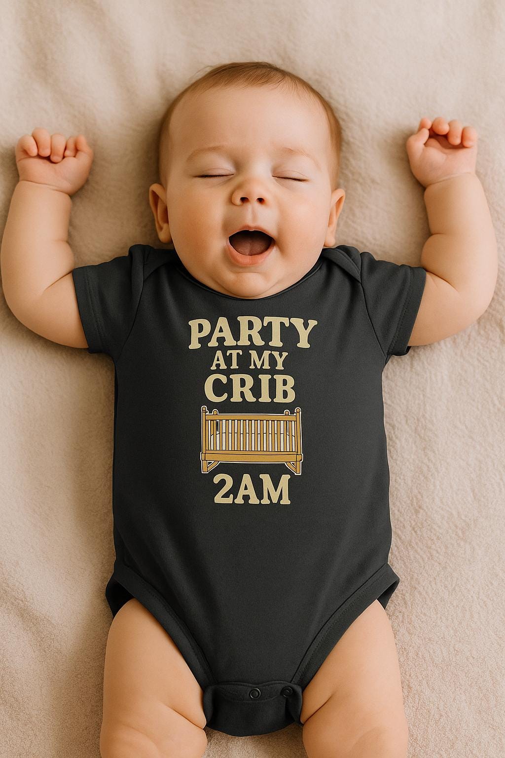 Funny Baby Onesie: "Party at My Crib 2AM" - Newborn Outfit