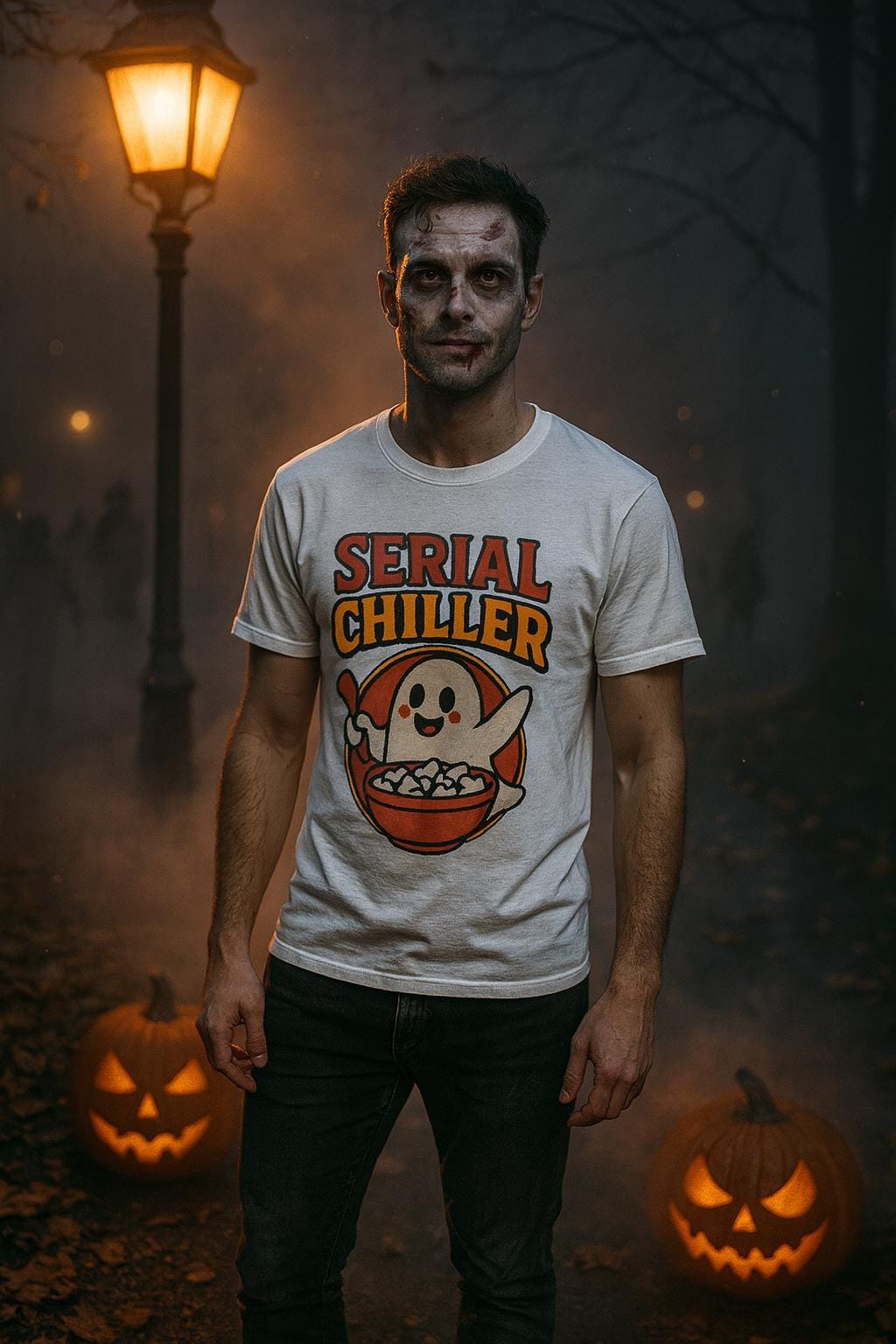 Serial Chiller Halloween T-Shirt: Funny Ghost Cereal Parody