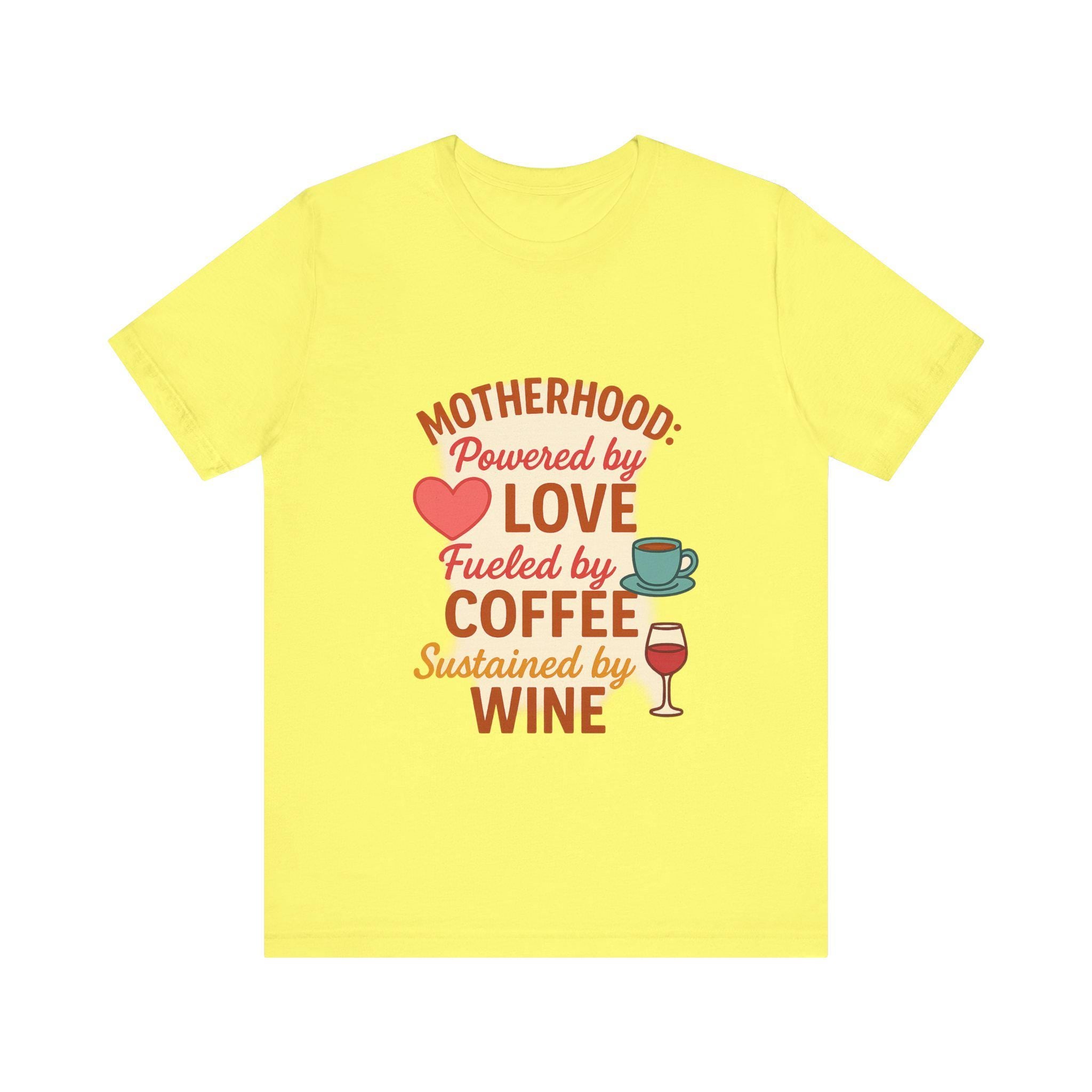 Funny Mom T-Shirt: Motherhood Coffee Wine Graphic Tee