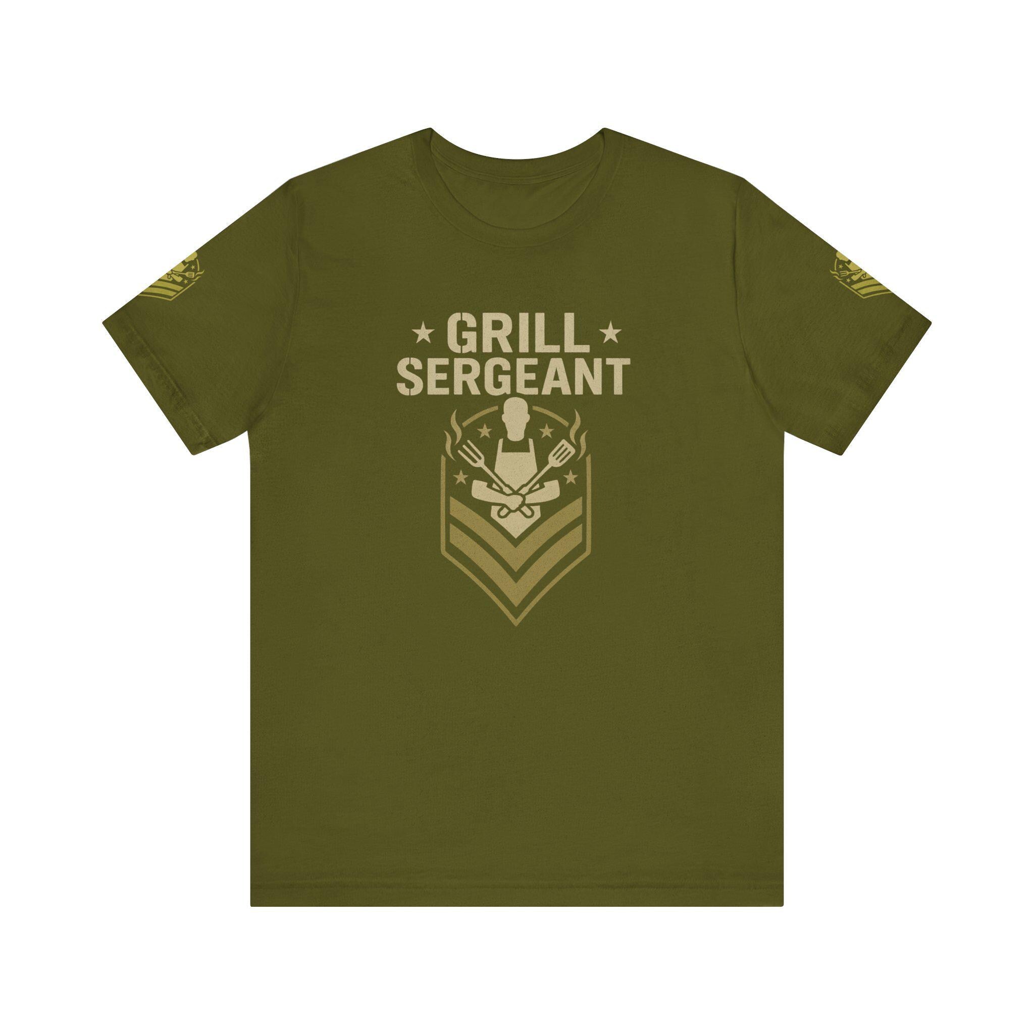 Funny BBQ Grill Sergeant T-Shirt: Military Chevron Graphic Tee