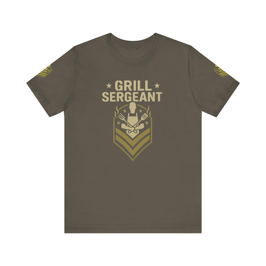 Funny BBQ Grill Sergeant T-Shirt: Military Chevron Graphic Tee
