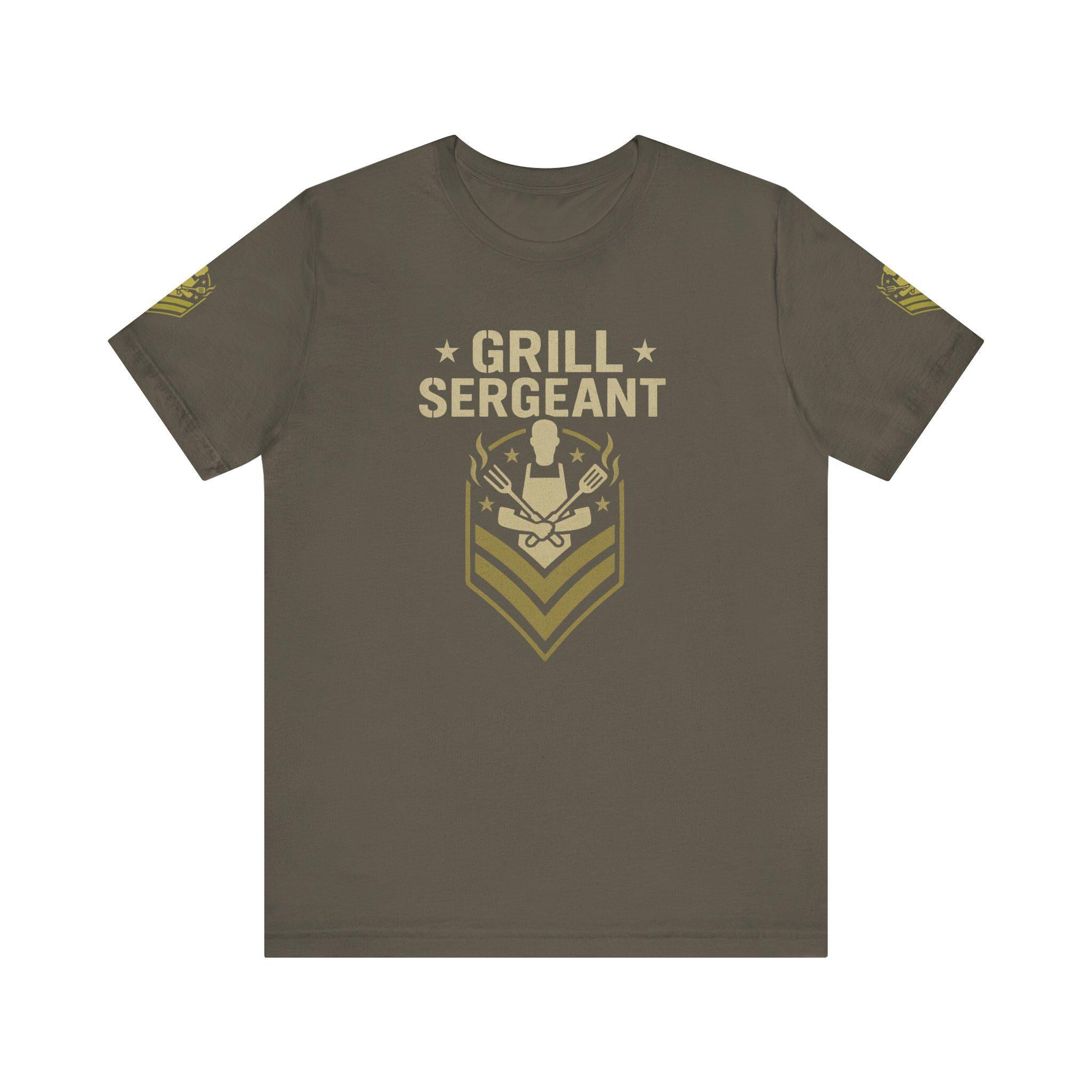 Funny BBQ Grill Sergeant T-Shirt: Military Chevron Graphic Tee