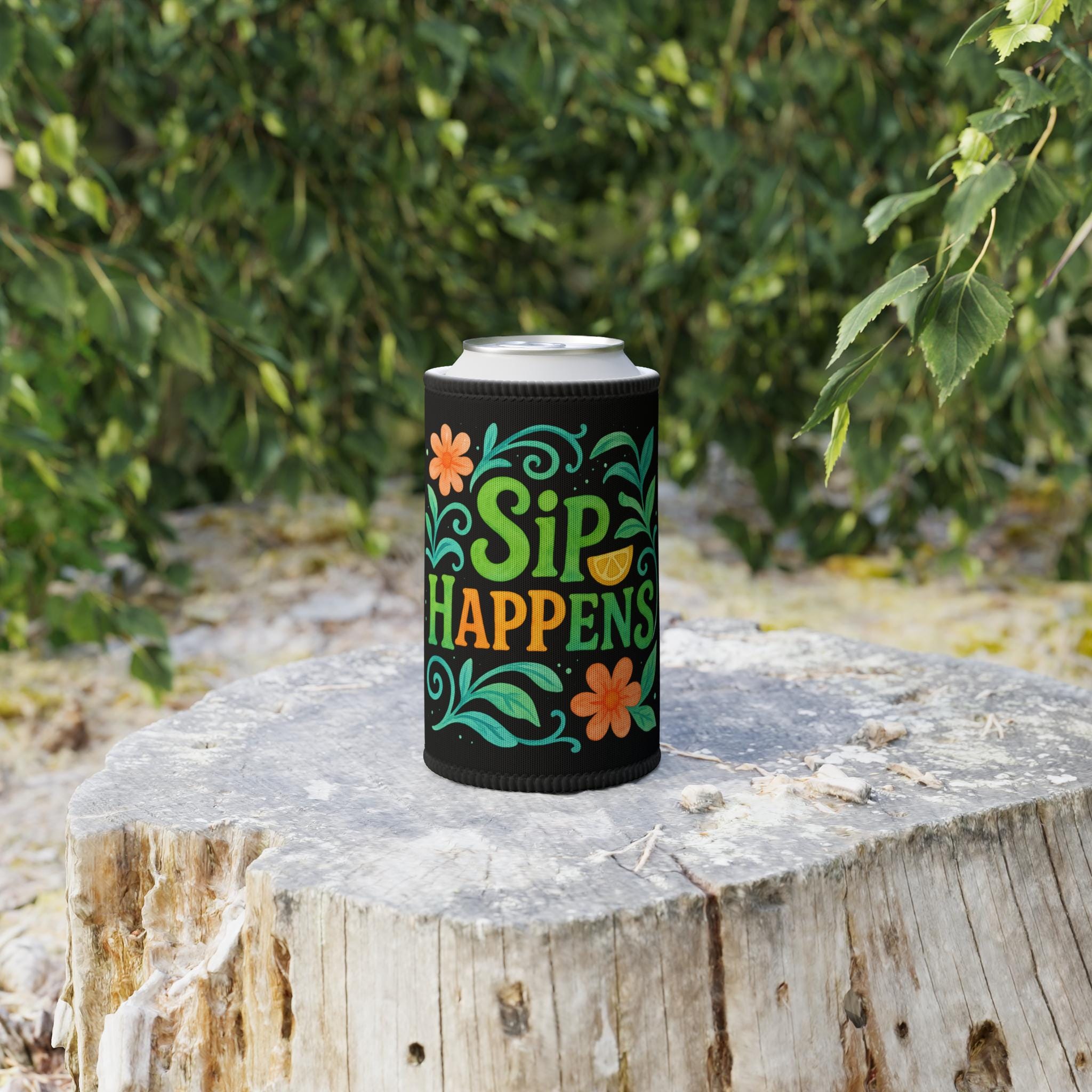 Sip Happens Can Cooler: Tropical Neoprene Beer Sleeve
