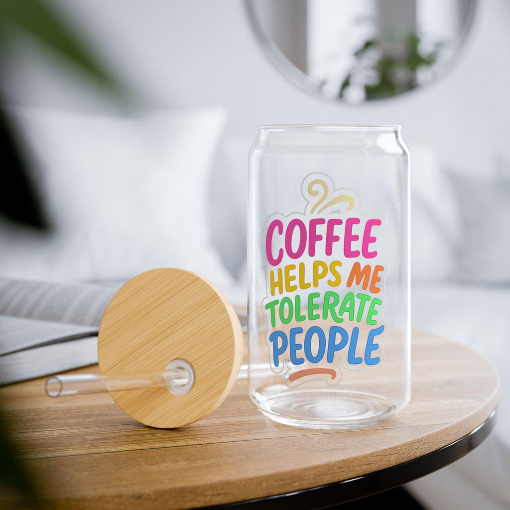 Funny Coffee Glass: Iced Coffee Cup with Lid & Straw
