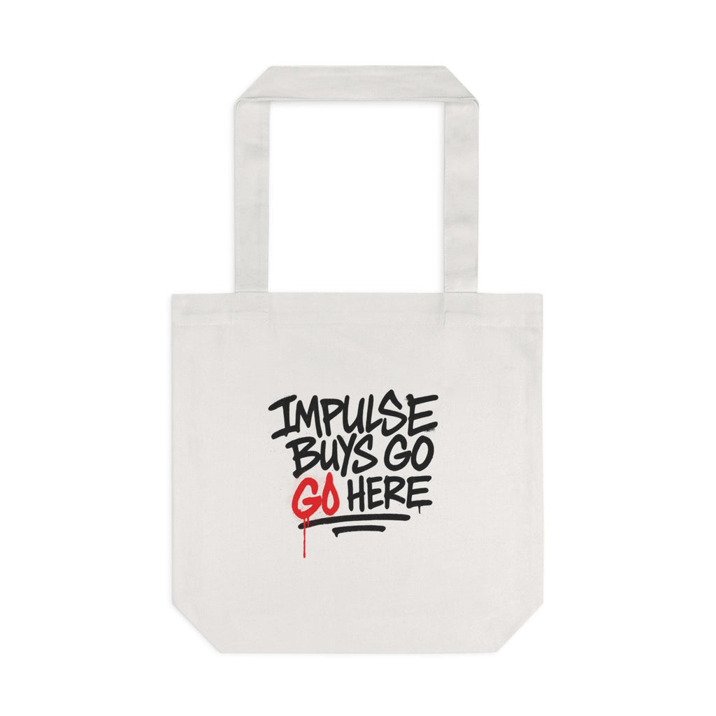 Impulse Buys Tote Bag: Funny Reusable Cotton Canvas Shopping Bag