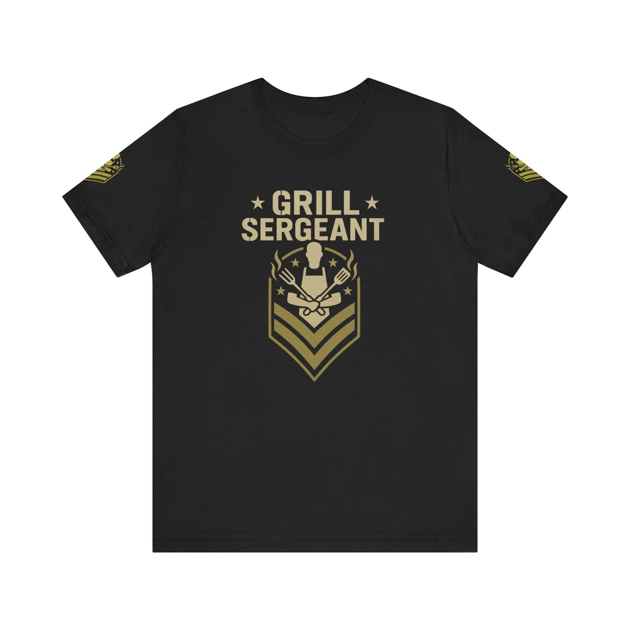 Funny BBQ Grill Sergeant T-Shirt: Military Chevron Graphic Tee