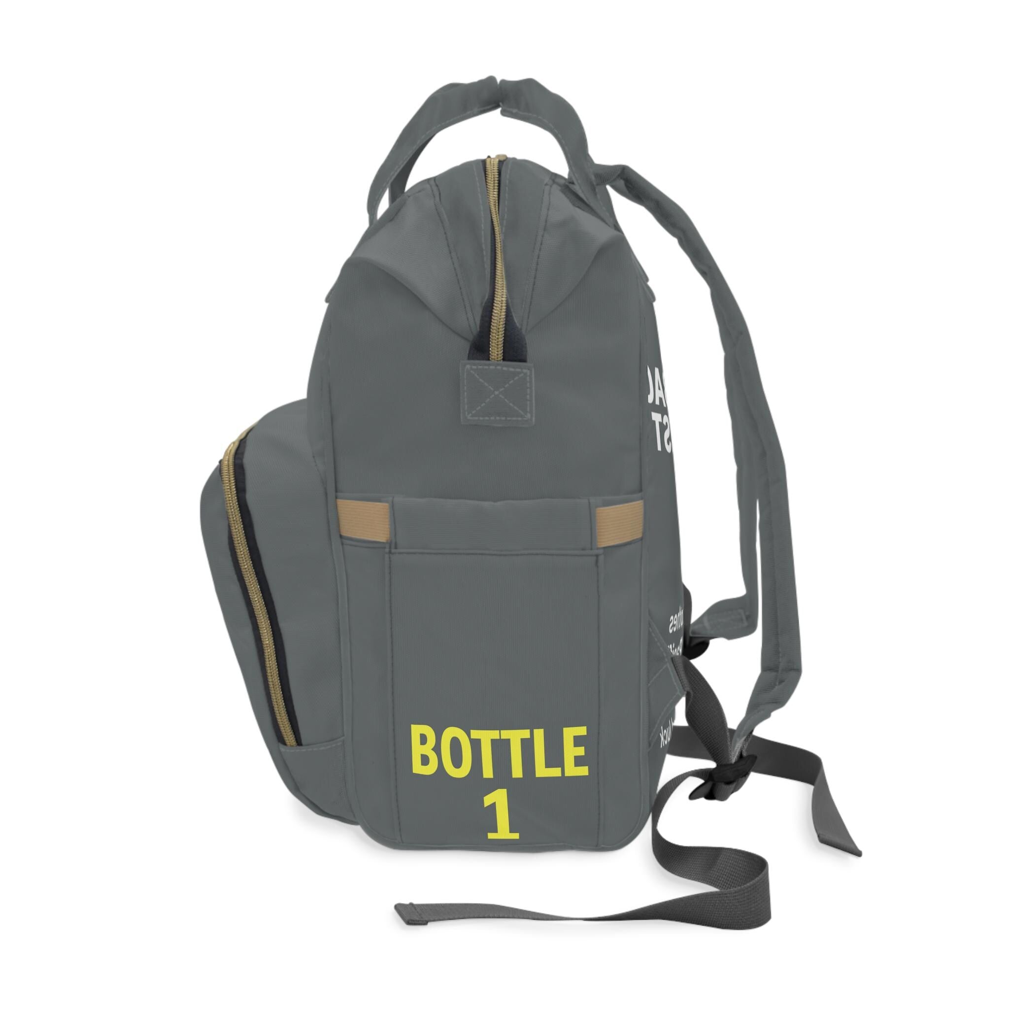 Dad Diaper Bag Backpack: Dark Grey Survival Kit Design