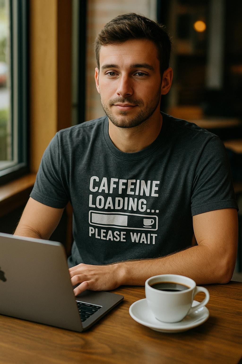 Caffeine Loading T-Shirt: Funny Coffee Lover Unisex Tee