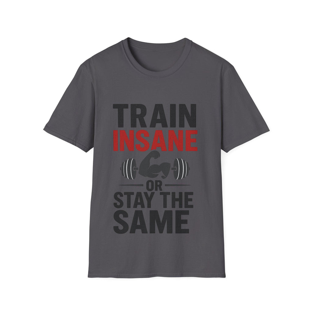 Train Insane Motivational Gym T-Shirt: Distressed Barbell Design