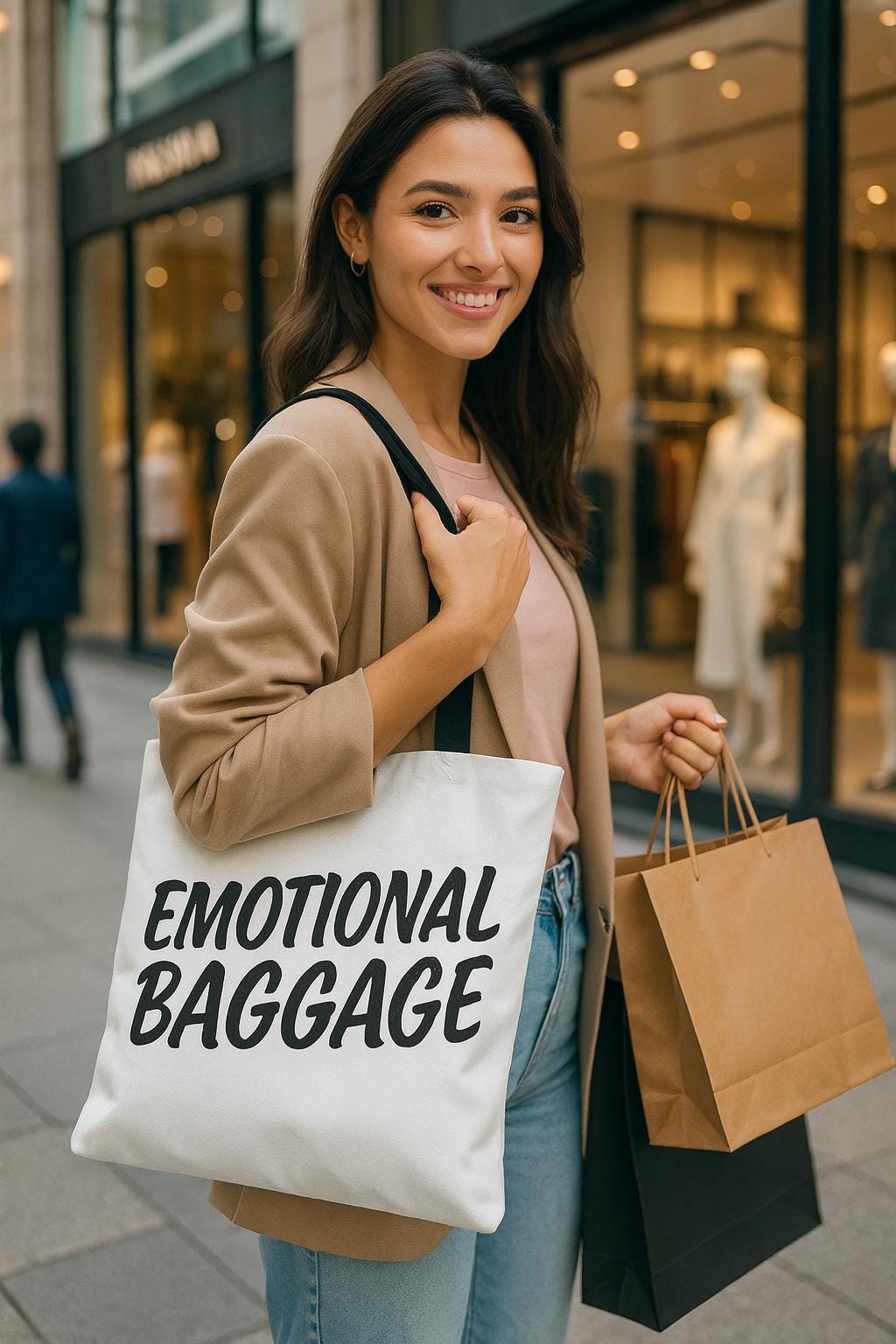 Emotional Baggage Canvas Tote Bag: Funny Sarcastic Reusable Shopper