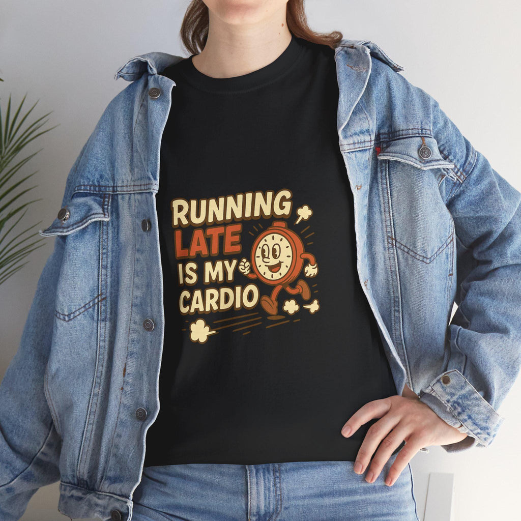 Running Late Is My Cardio T-Shirt: Retro Graphic Tee for Runners