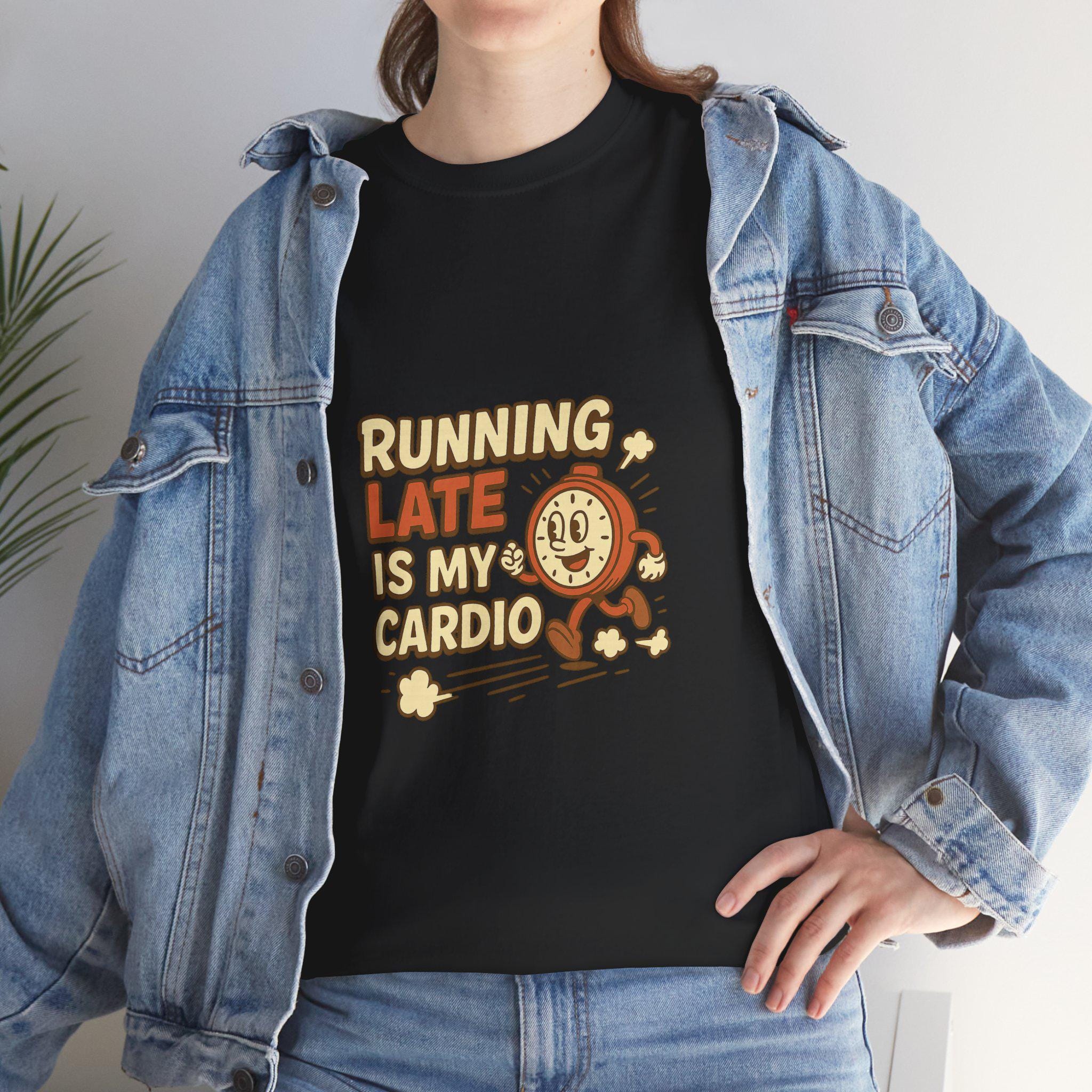 Running Late Is My Cardio T-Shirt: Retro Graphic Tee for Runners