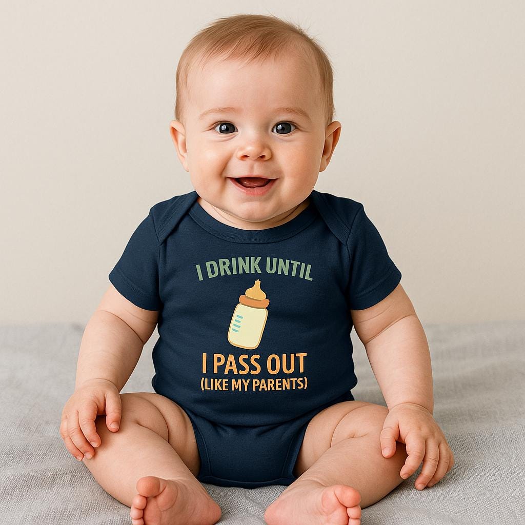 Funny Baby Bodysuit: "Drink Until I Pass Out" Newborn Outfit